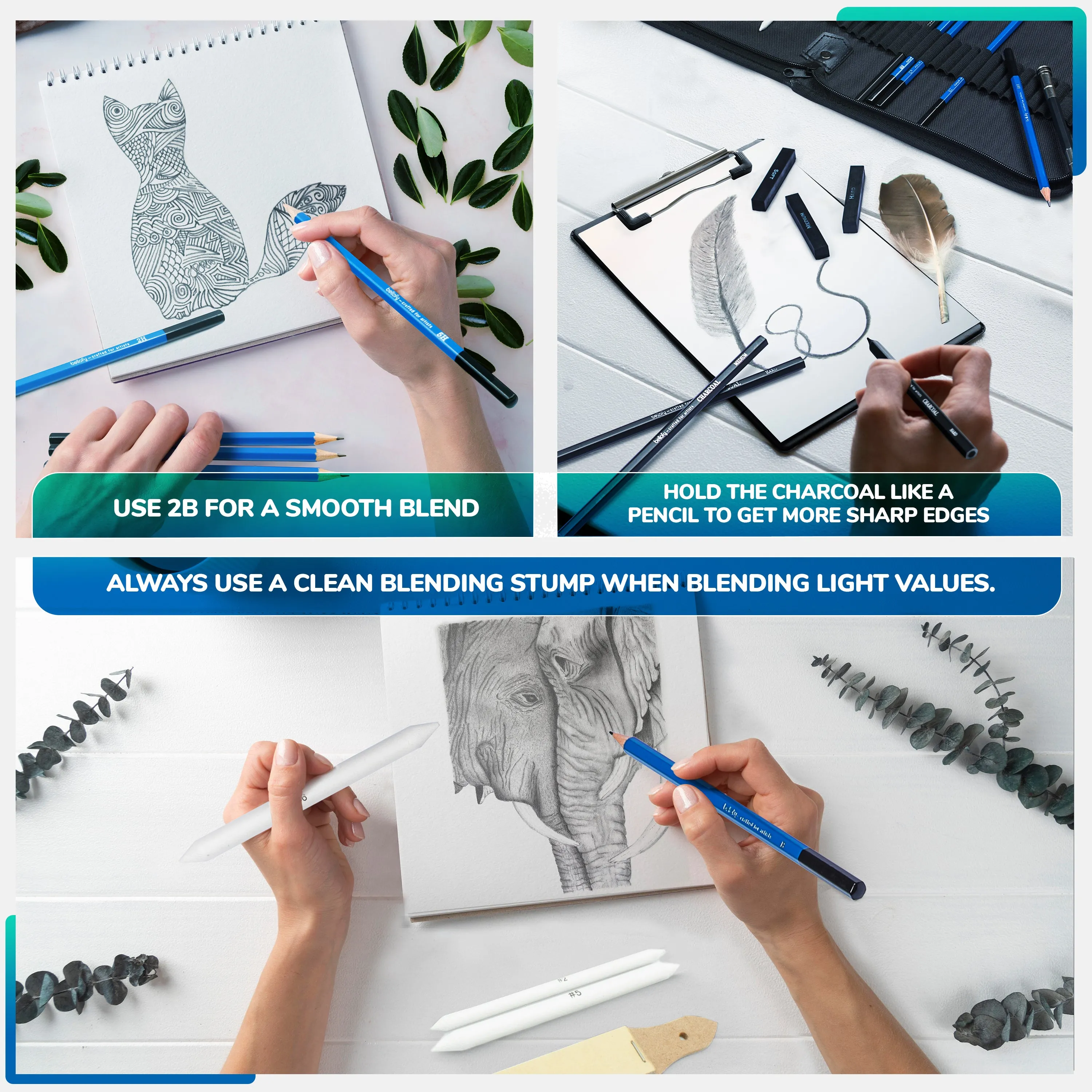 33 piece Professional Drawing and Sketch Kit - Professional Art Kit and Drawing Kit for Beginners