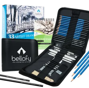 33 piece Professional Drawing and Sketch Kit - Professional Art Kit and Drawing Kit for Beginners