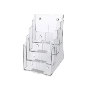 Acrylic Brochure Holder Table/Wall Mount, 4 Tier, A5 149 x 210 mm