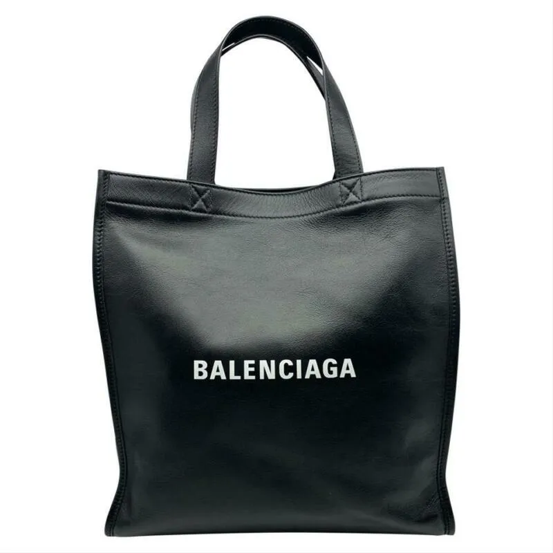 Balenciaga Logo Market Shopper Black Leather Tote