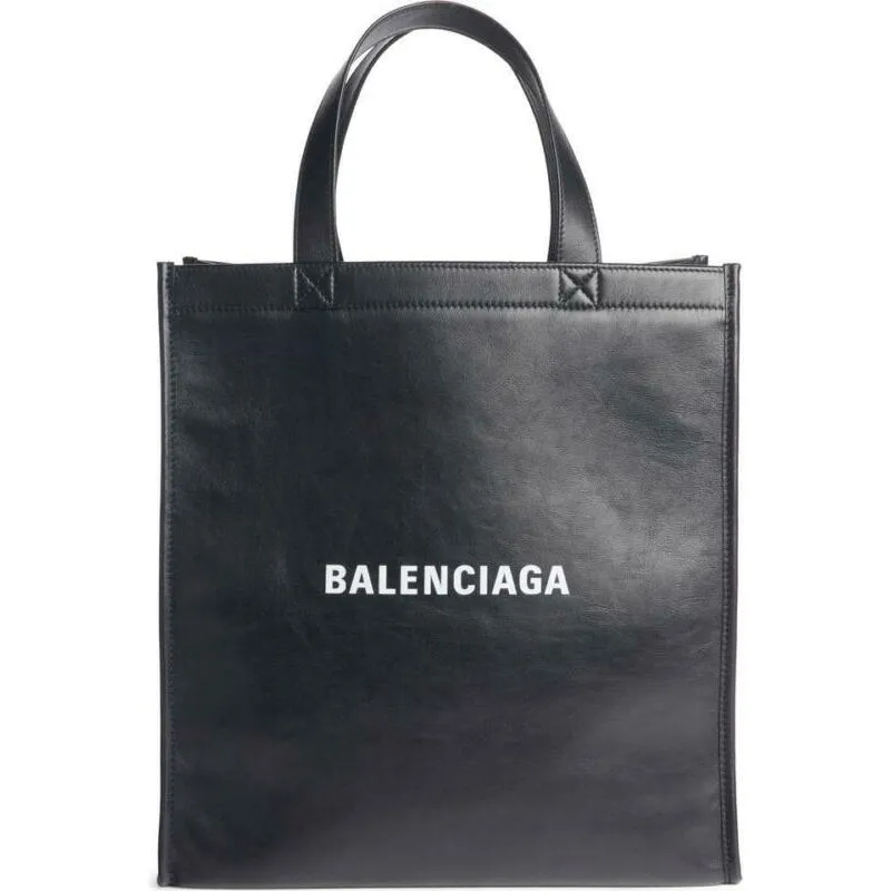 Balenciaga Logo Market Shopper Black Leather Tote