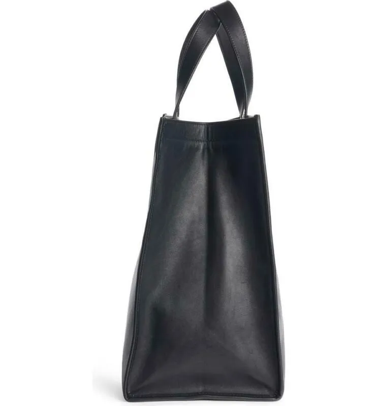 Balenciaga Logo Market Shopper Black Leather Tote