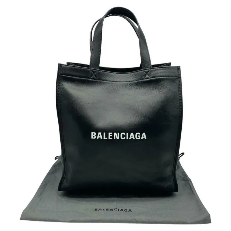 Balenciaga Logo Market Shopper Black Leather Tote