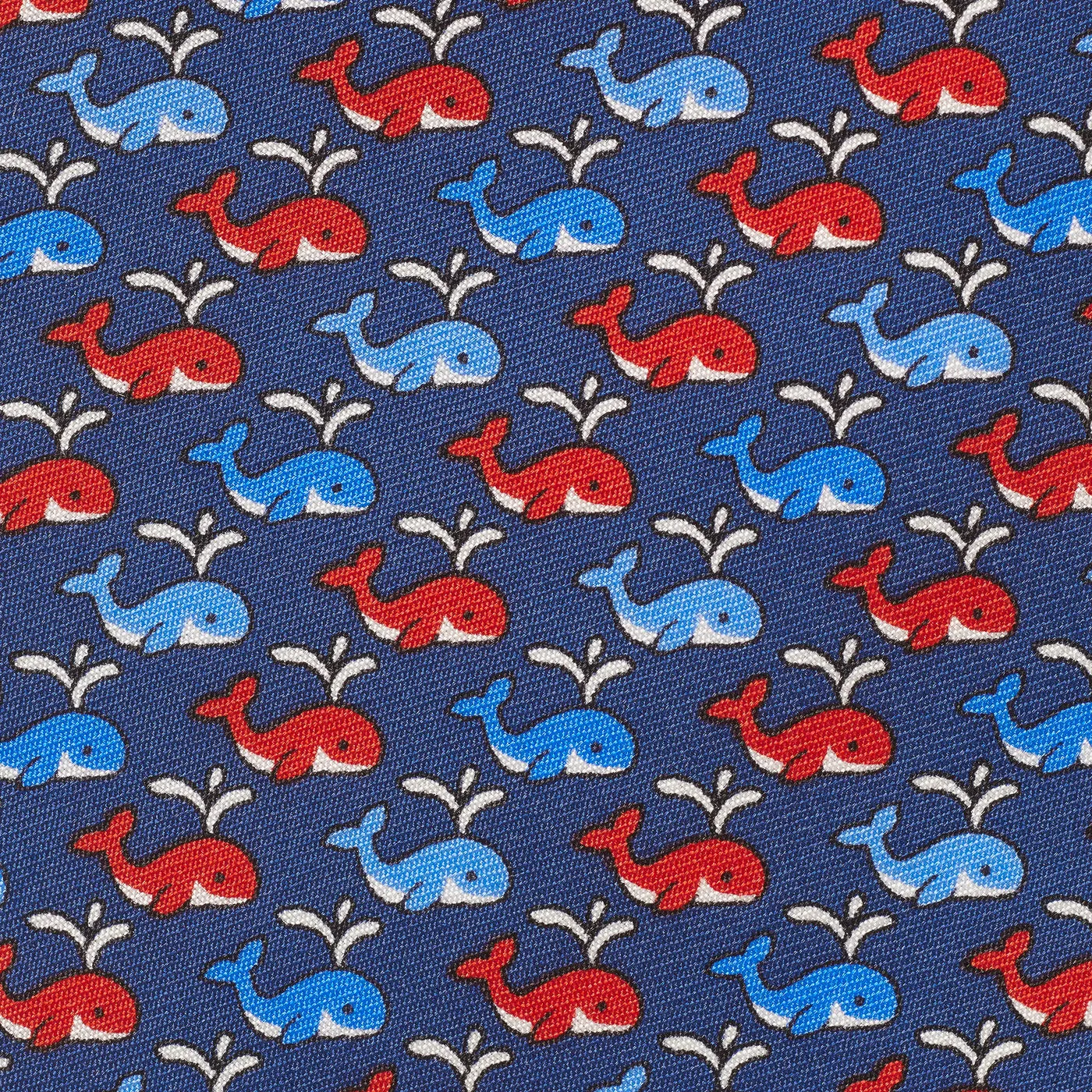 Blue Whales Luxury Printed Silk Tie