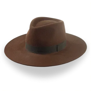 Brown Wide Brim Rancher Fedora Hat in Durable Fur Felt | The Caravan