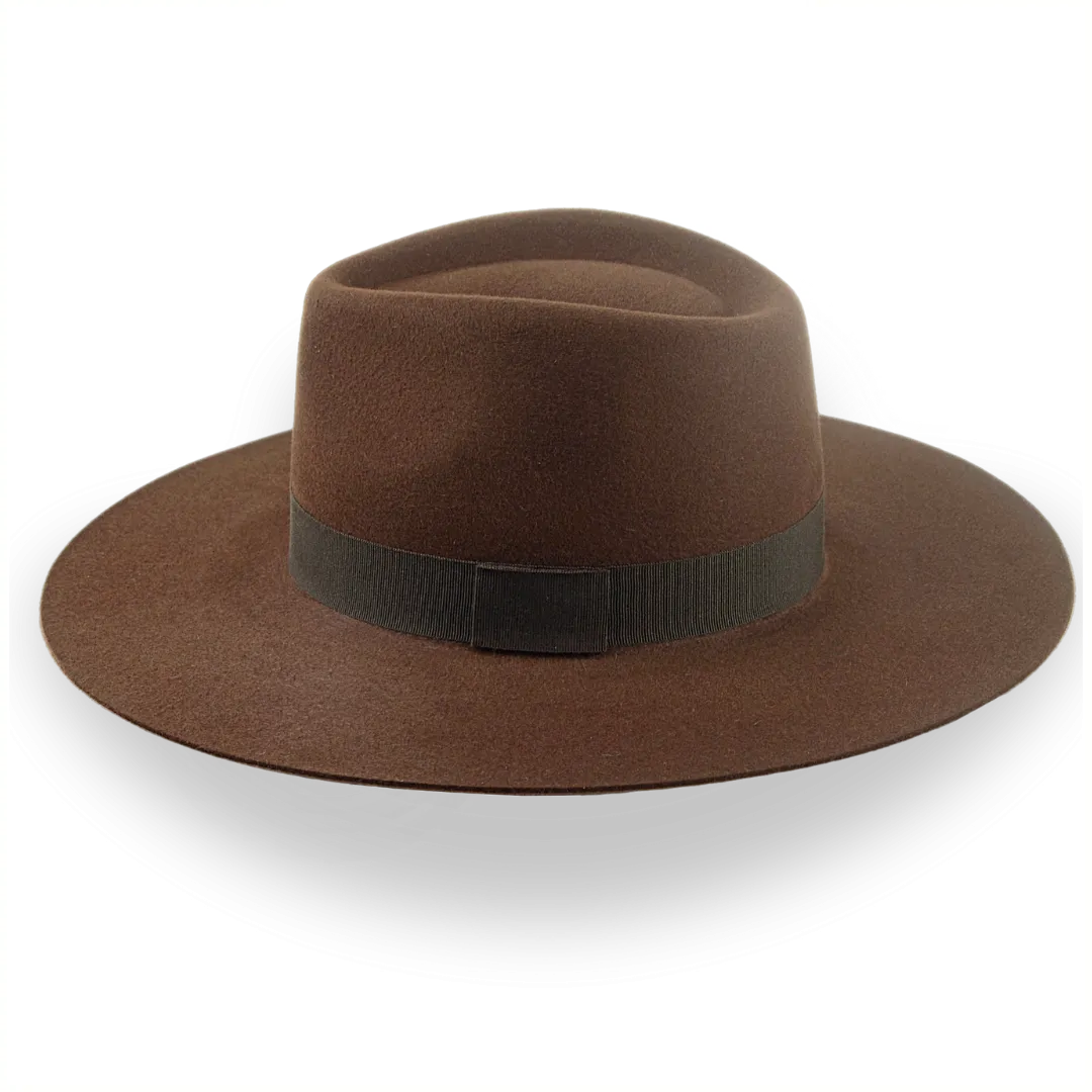 Brown Wide Brim Rancher Fedora Hat in Durable Fur Felt | The Caravan