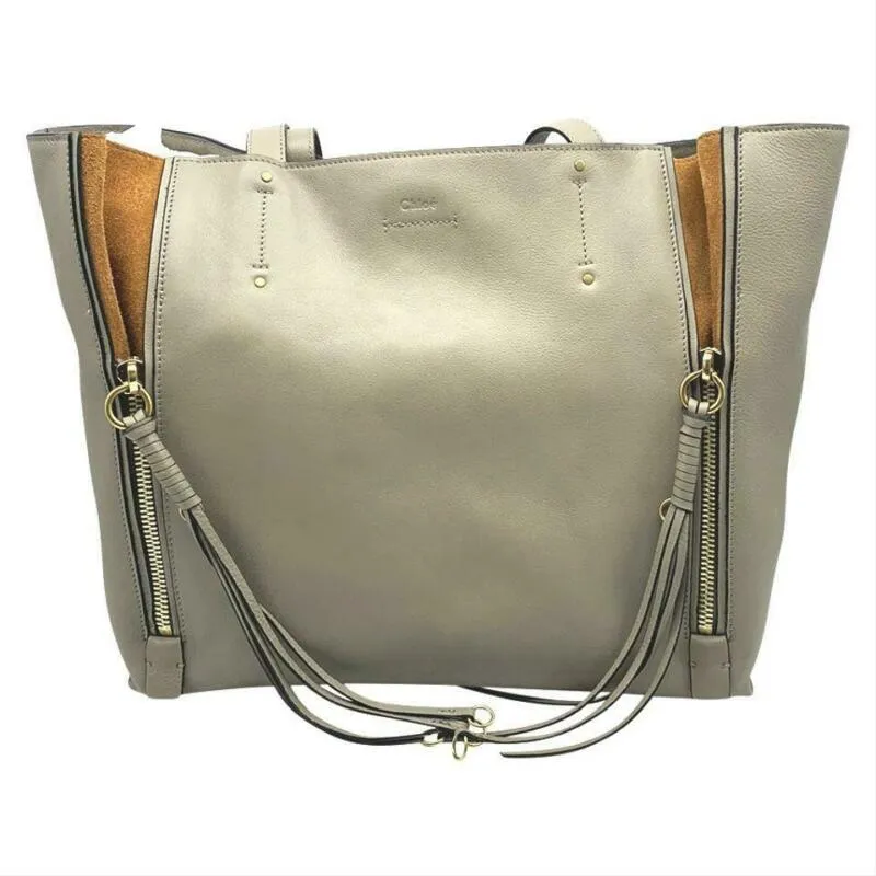 Chloé Milo Motty Grey Leather Tote