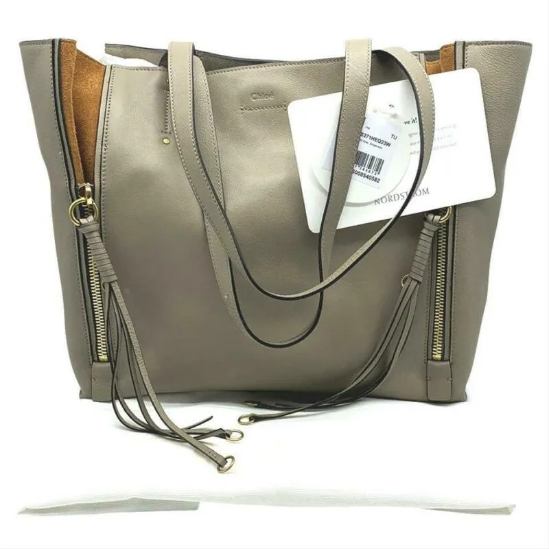 Chloé Milo Motty Grey Leather Tote