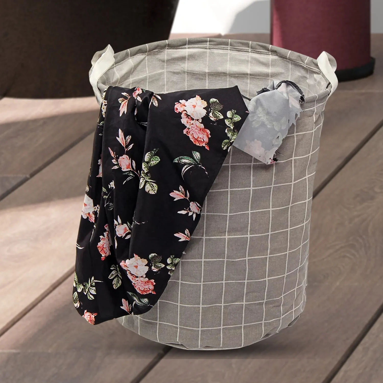 Folding Laundry Basket Round Storage Bag (1 Pc / 40 × 30 Cm)