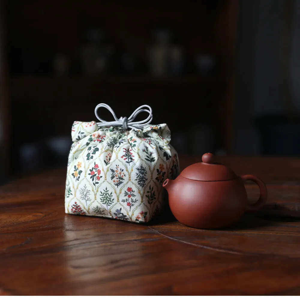 Gohobi Floral and Pot Pattern Teaware Storage Travel Bag