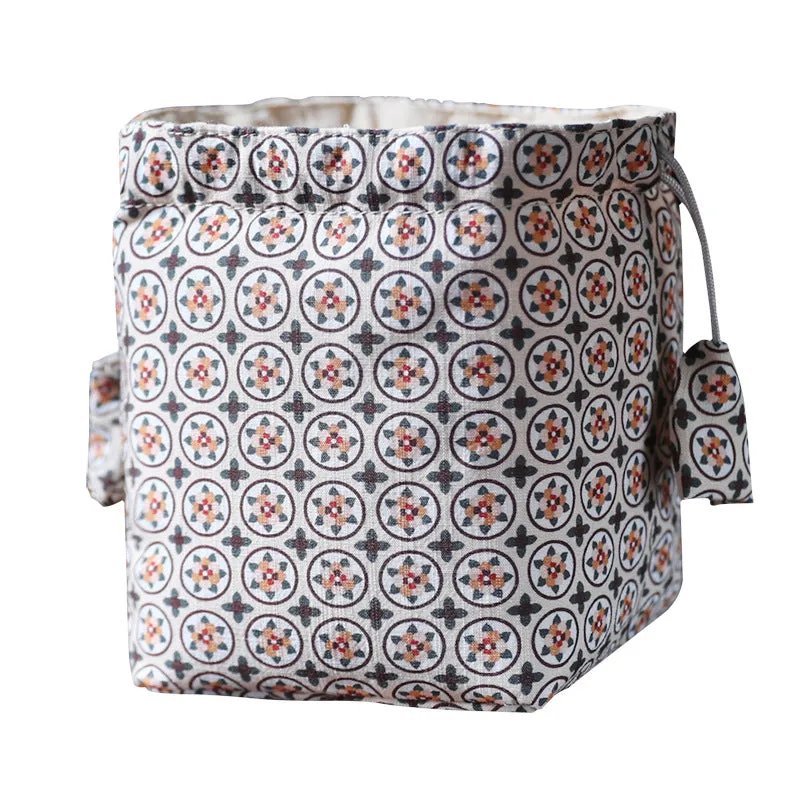 Gohobi Floral and Pot Pattern Teaware Storage Travel Bag