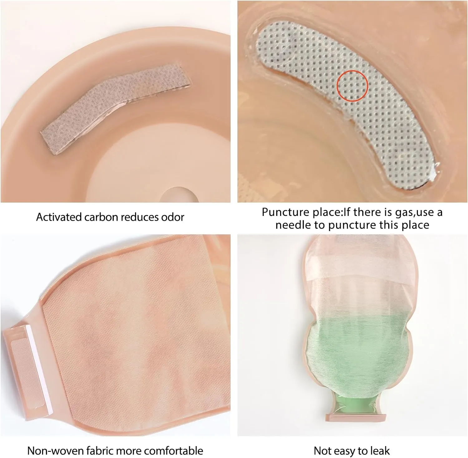 Heagi Colostomy Bags Skin Friendly One Piece Ostomy Bag Ostomy Supplies Cut-to-Fit Drainable Pouches with Closure