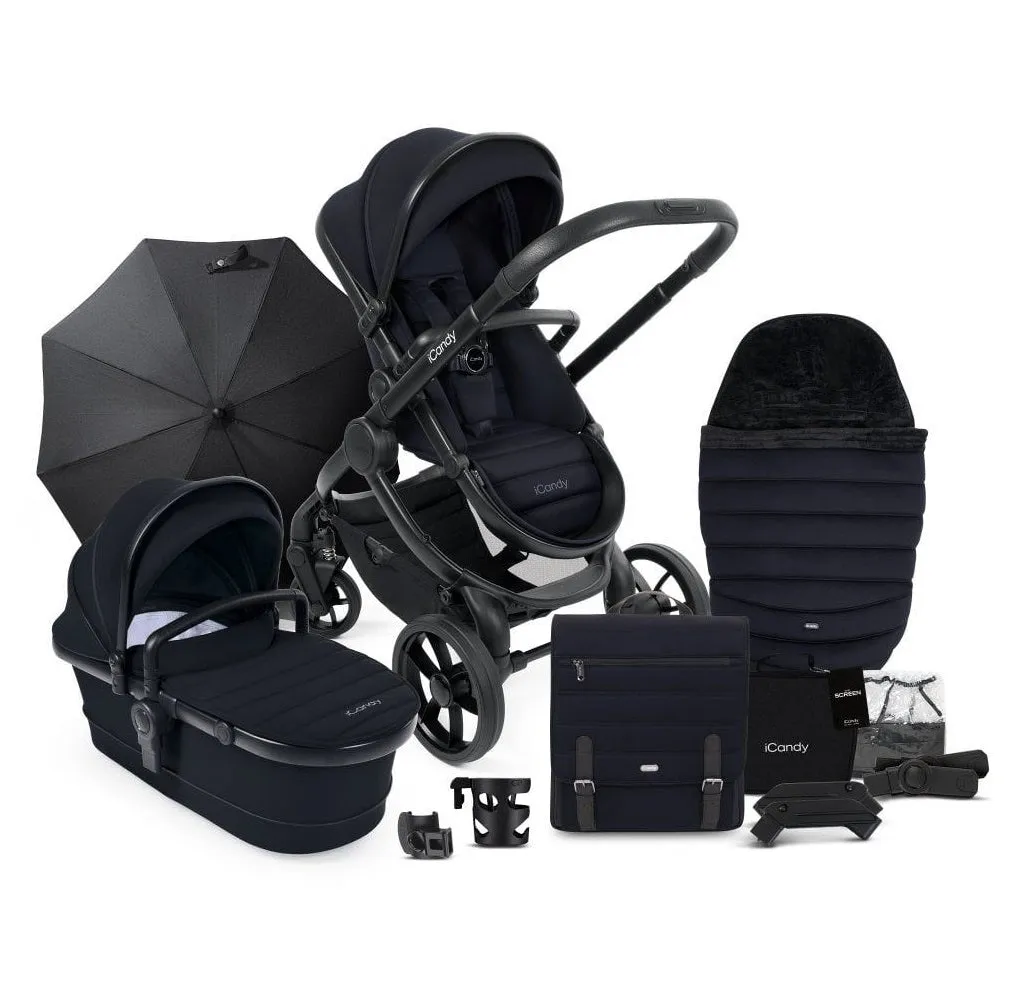 iCandy Peach 7 Pram Pushchair Complete Bundle (Black Edition)