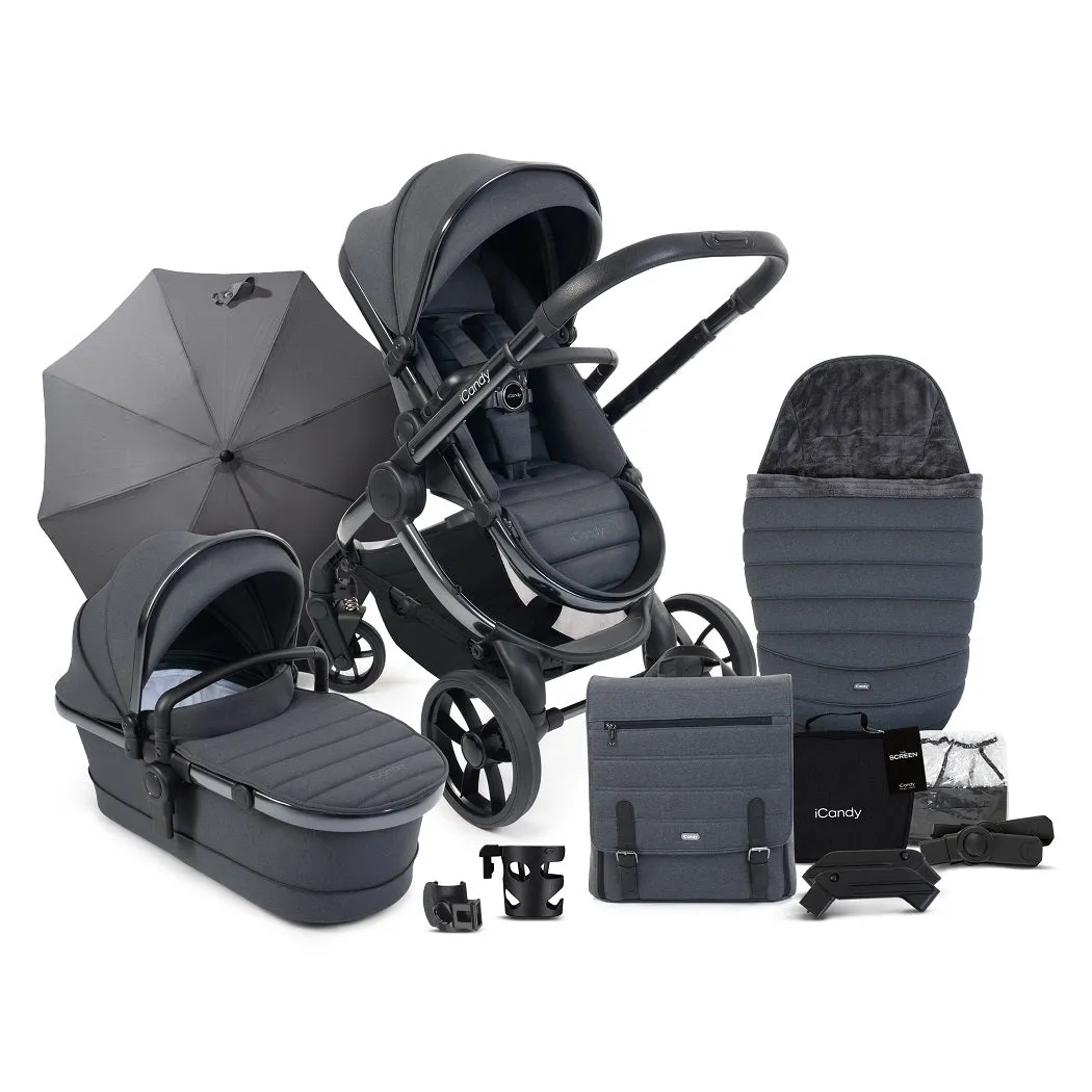 iCandy Peach 7 Pram Pushchair Complete Bundle (Dark Grey)