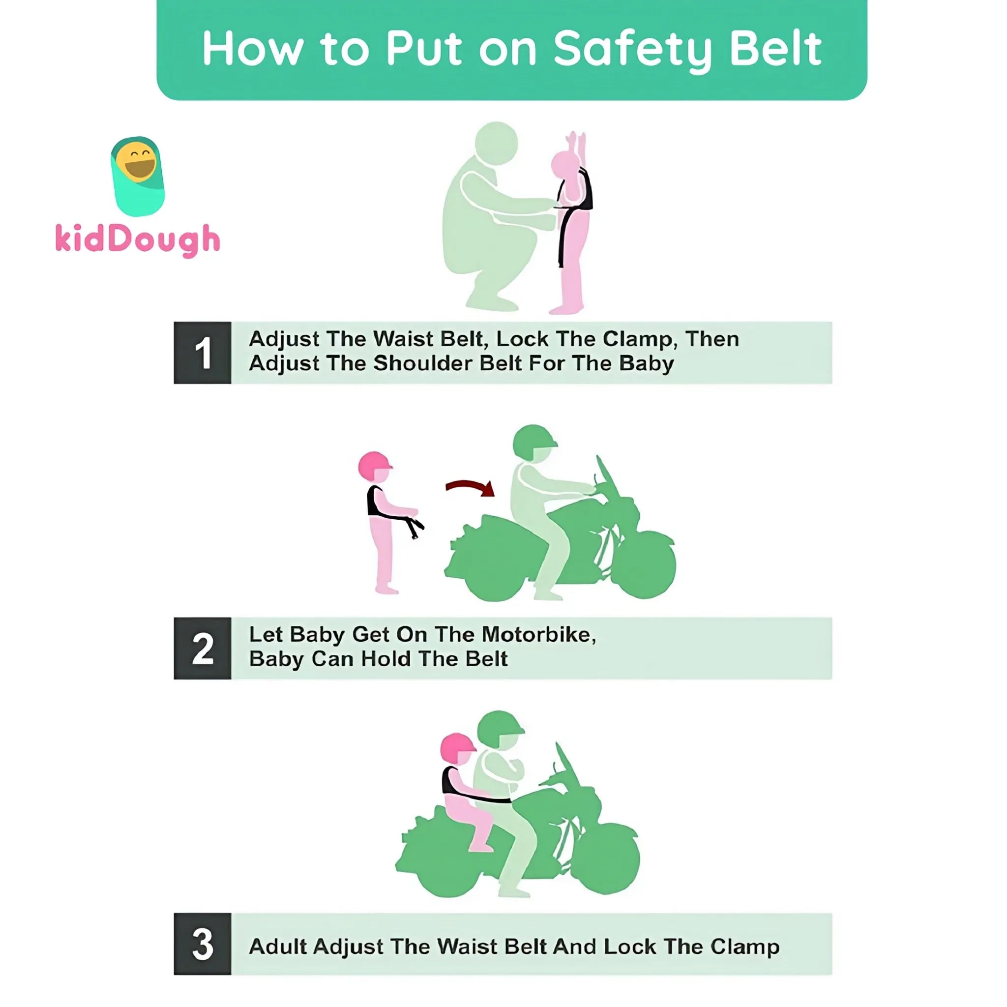 KidDough Baby Kids Safety Strongest Premium Belt for Two Wheeler Bike/Scooty