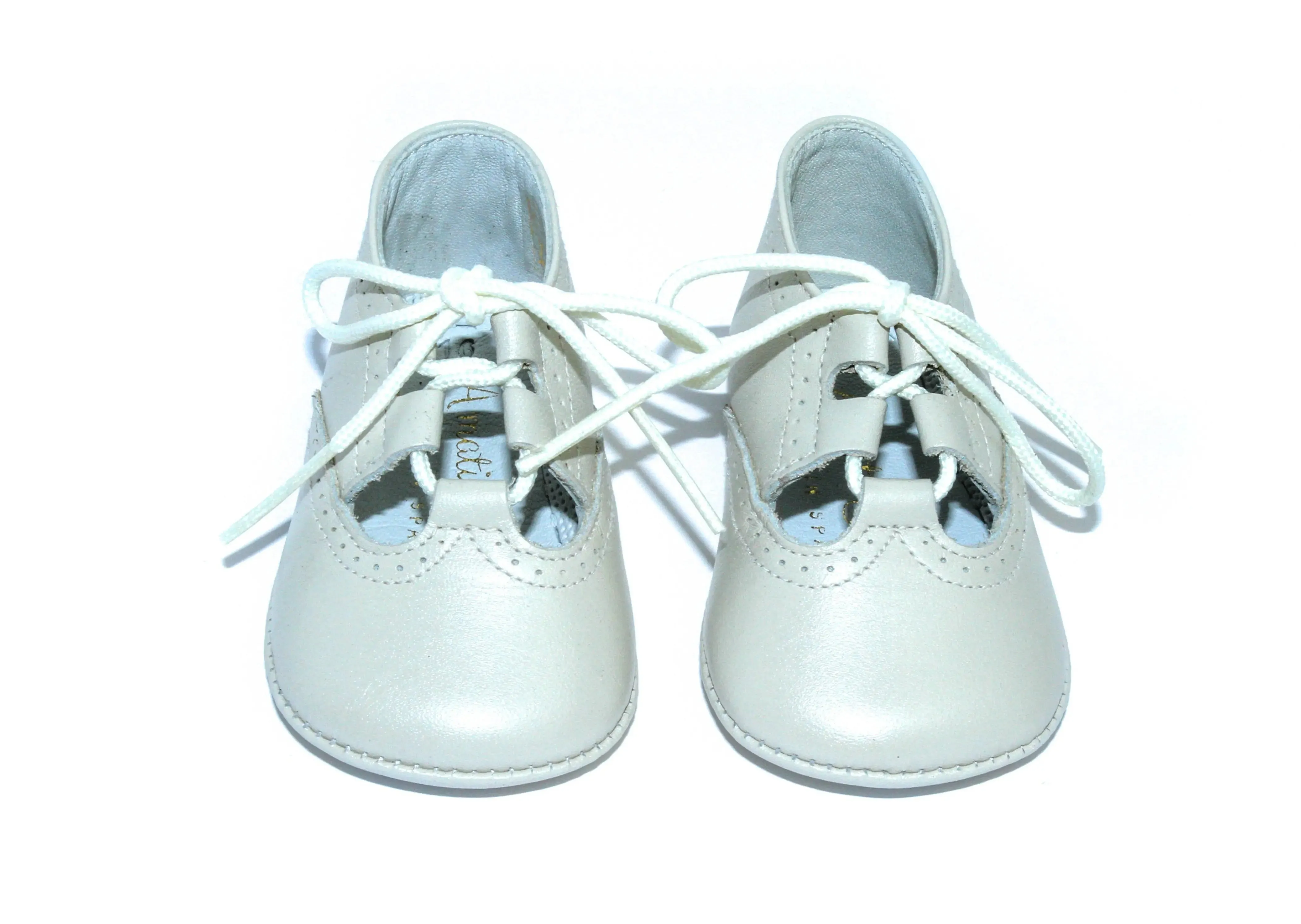 Lucia- Ivory Pearlized Leather Baby Shoes