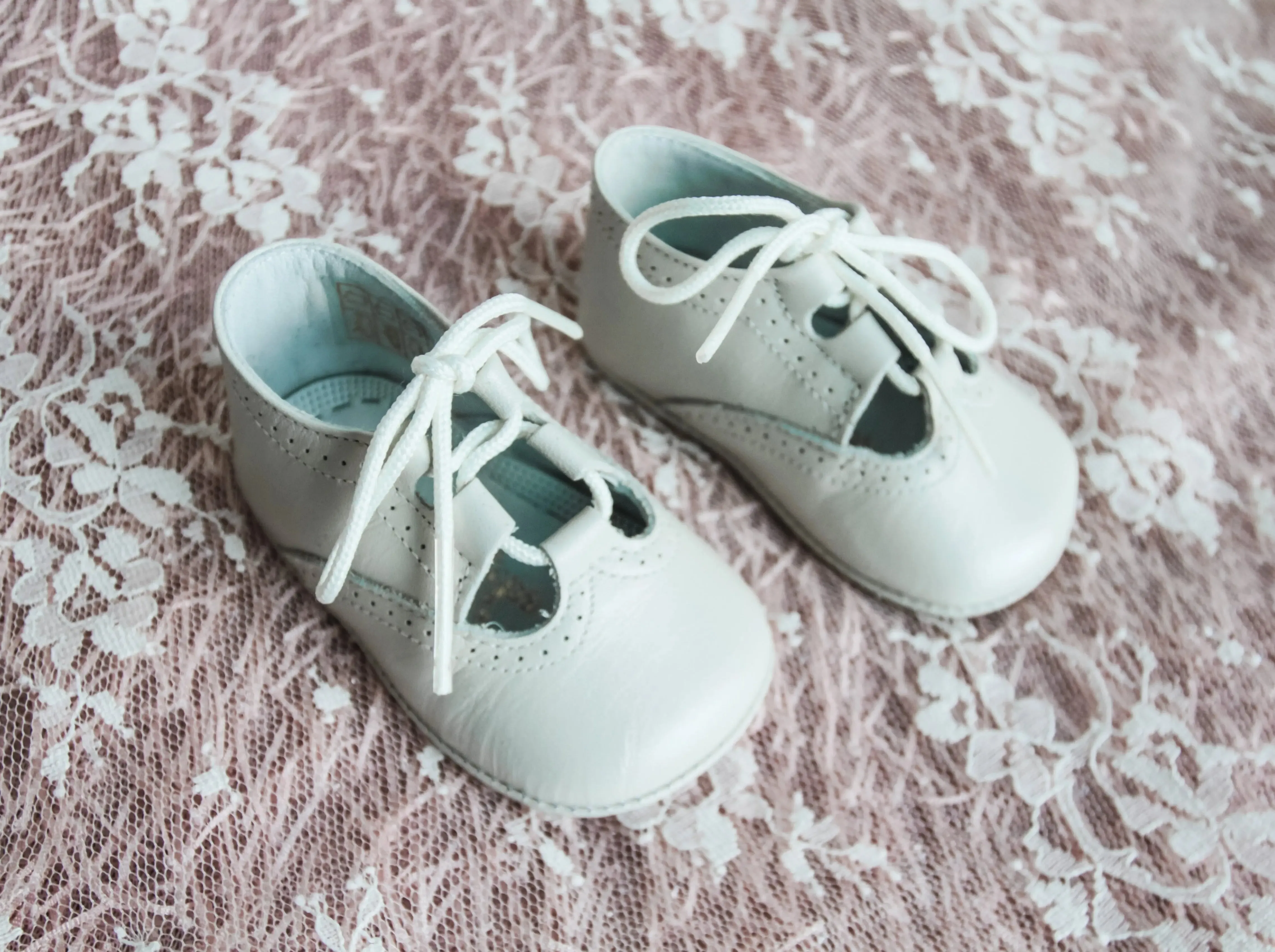 Lucia- Ivory Pearlized Leather Baby Shoes