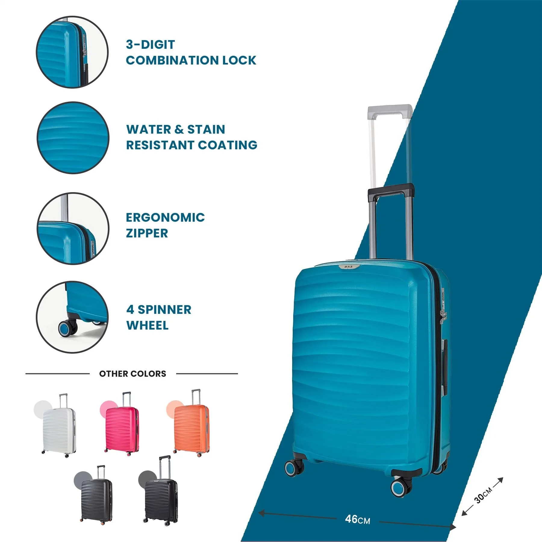 Luggage Suitcase Travel Bag Carry On Hand Cabin Check in Expandable Hard-Shell 4 Spinner Wheels Trolley Set | Sunwave