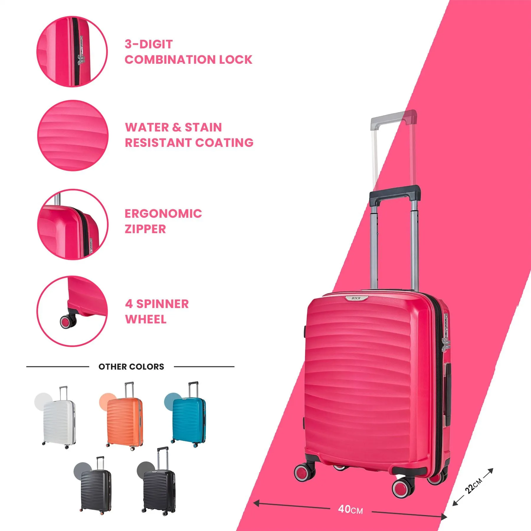 Luggage Suitcase Travel Bag Carry On Hand Cabin Check in Expandable Hard-Shell 4 Spinner Wheels Trolley Set | Sunwave