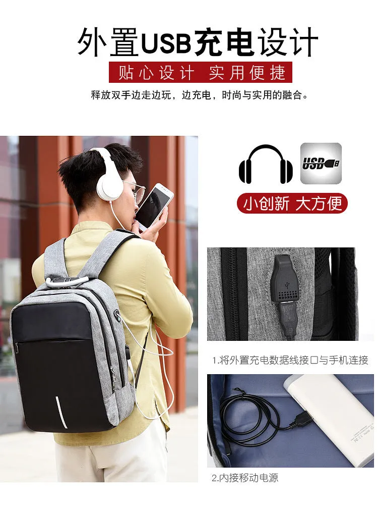 Men's business casual password lock anti-theft backpack