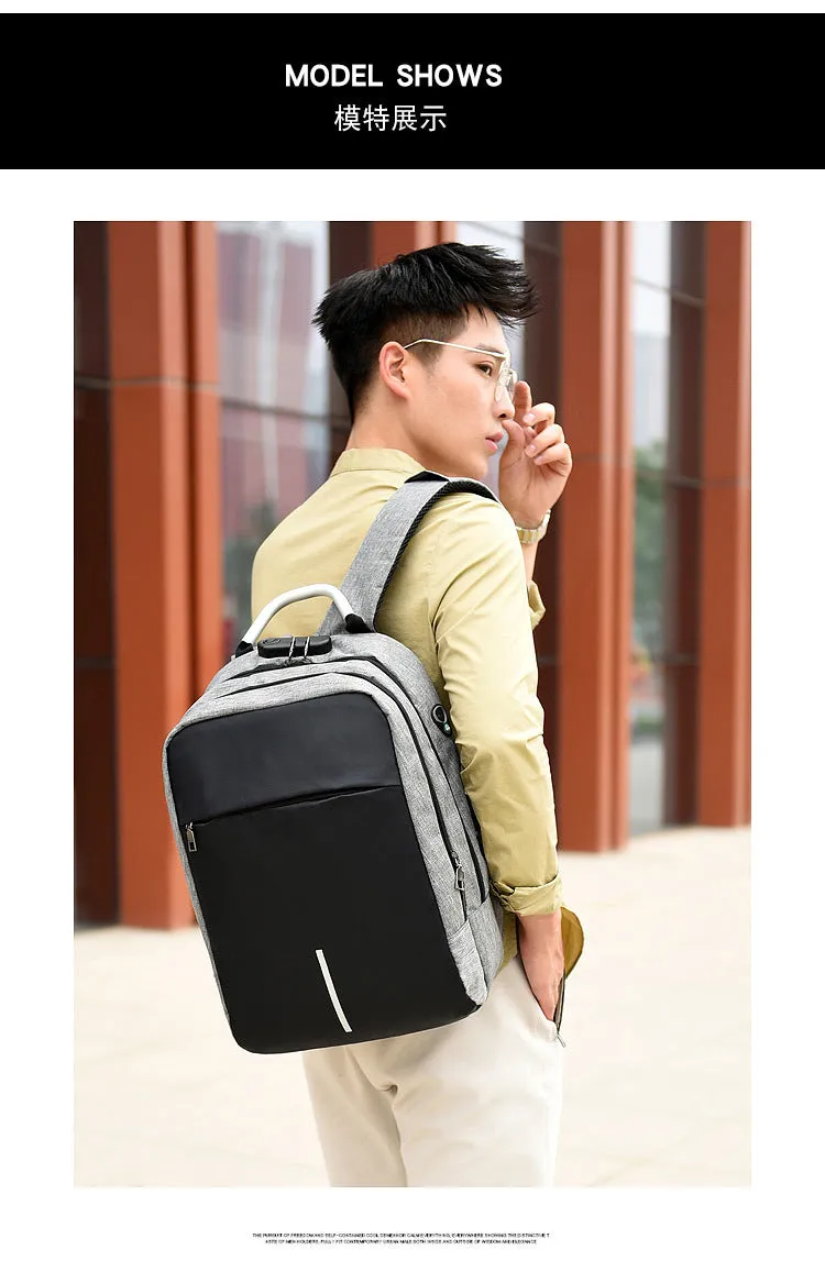 Men's business casual password lock anti-theft backpack