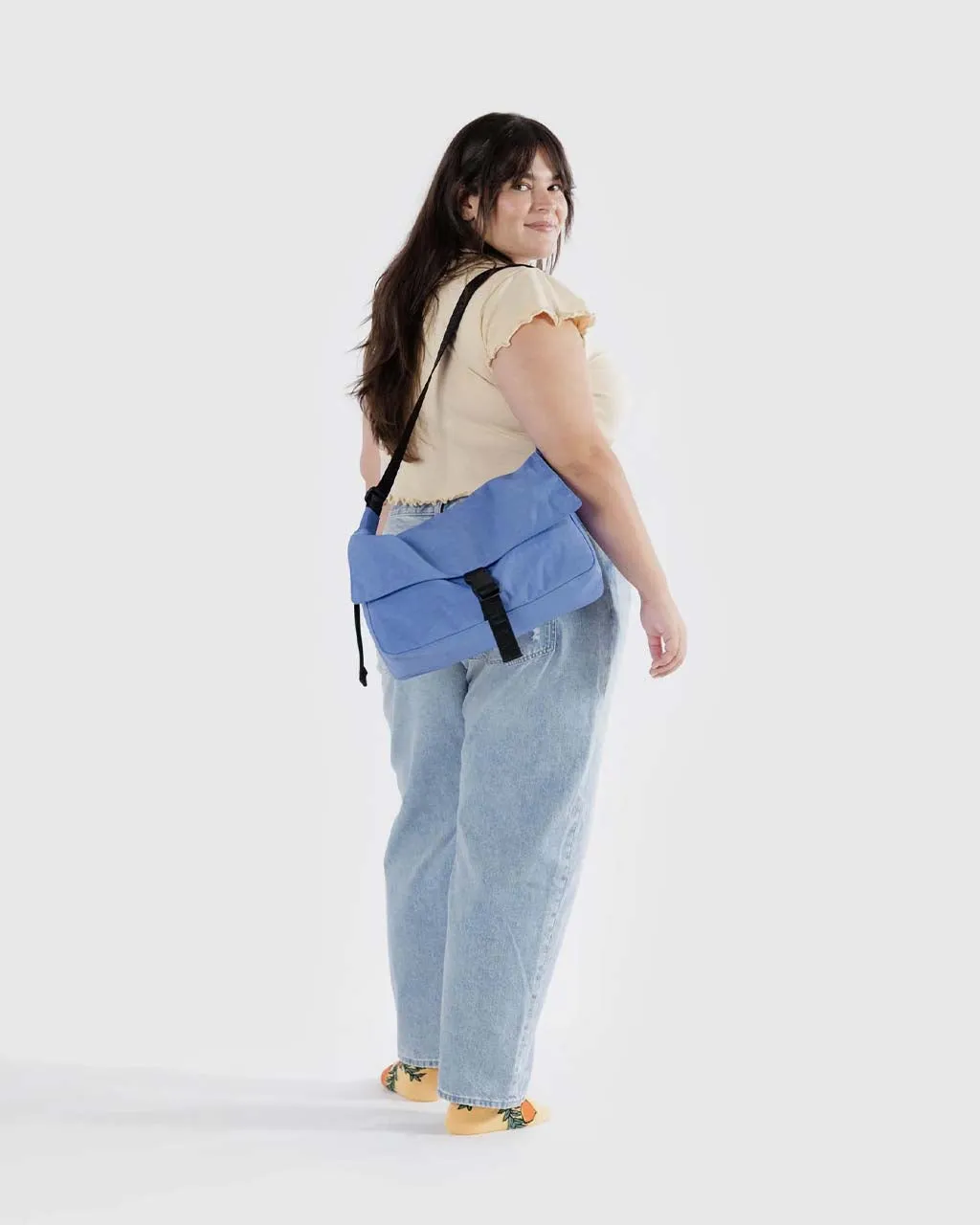 Nylon Messenger Bag - Pansy Blue