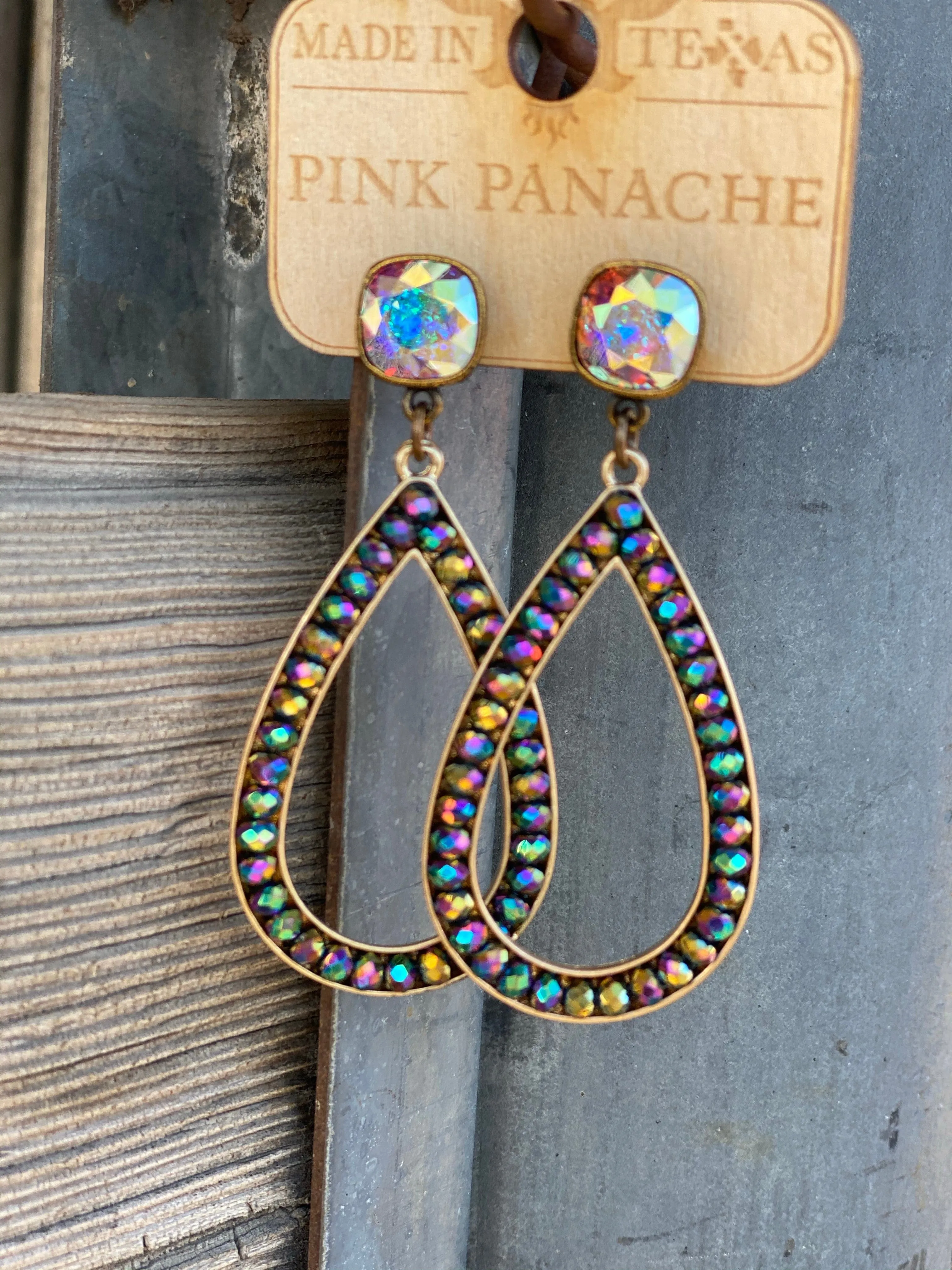 Pink Panache Bronze with AB Oval Earrings