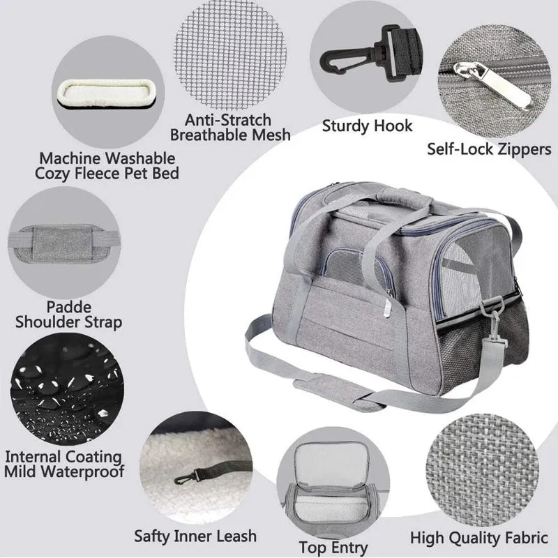 Portable Cat Carrier Travel Bag Airline Approved Pet Messenger