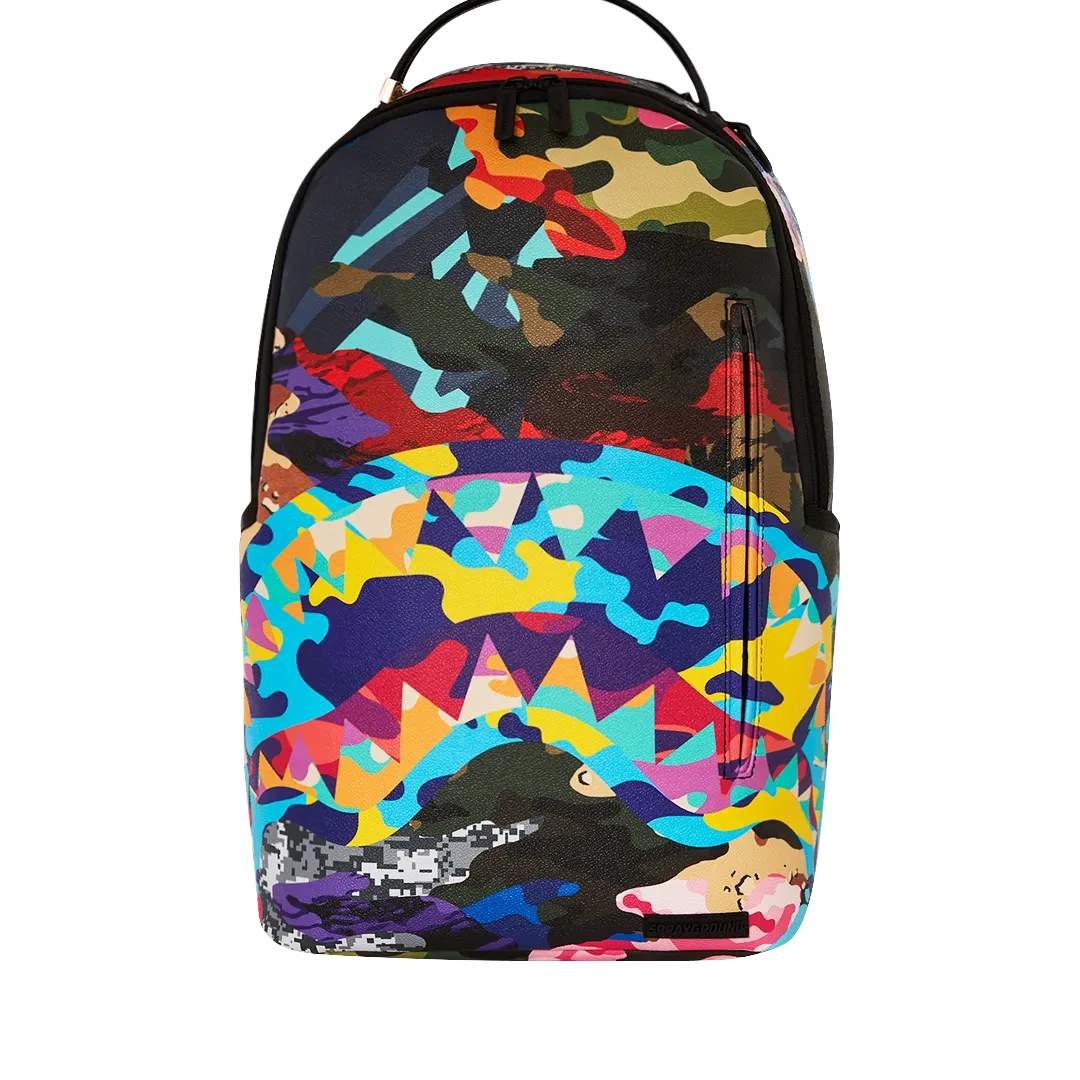 Sprayground Sliced and Diced Camo Backpack - Yellow / Blue / Green