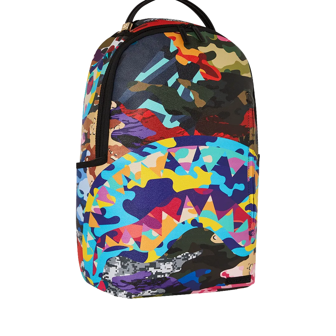 Sprayground Sliced and Diced Camo Backpack - Yellow / Blue / Green