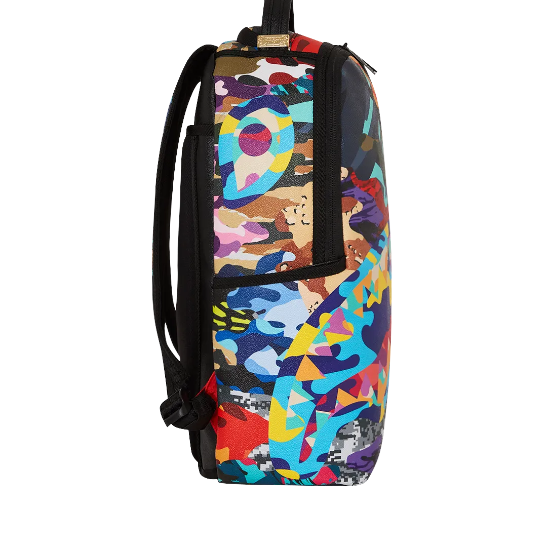 Sprayground Sliced and Diced Camo Backpack - Yellow / Blue / Green