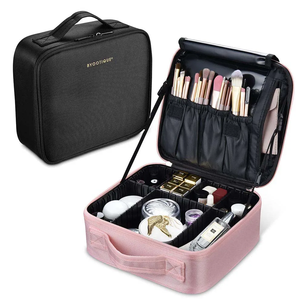 TheLAShop 10in Makeup Case with Compartments Brush Holder