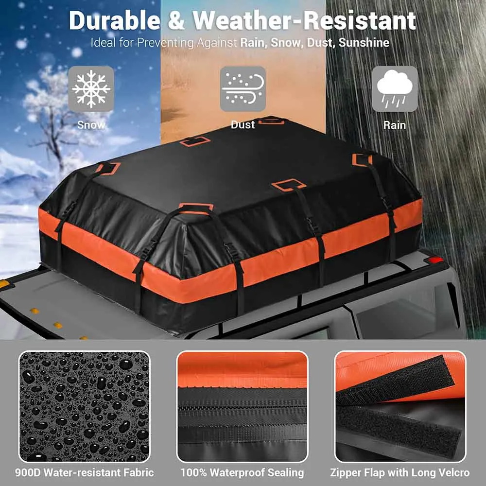 TheLAShop Waterproof Roof Bag for Cars without Rails Rack 2-Way