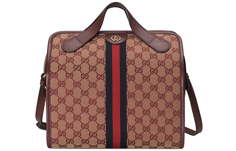 (WMNS) GUCCI Logo Stripe Webbing Canvas Large Capacity travel handbag Unisex / Red Classic 565224-9Y9MT-9864