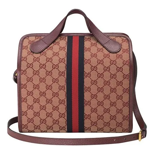 (WMNS) GUCCI Logo Stripe Webbing Canvas Large Capacity travel handbag Unisex / Red Classic 565224-9Y9MT-9864