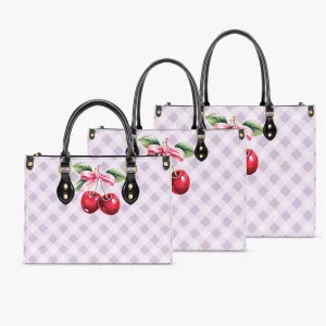 Women's Tote Bag - Rockabilly - Cherries Lilac Plaid